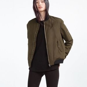 ZARA Trafaluc Outerwear Bomber Jacket in Olive Green   Size M